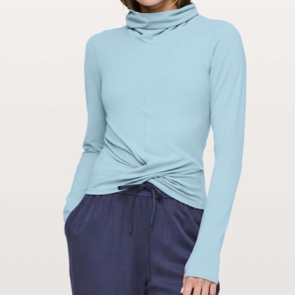 Lululemon Melodic Movement Long Sleeve Cascade Blue Cowl Neck size 12 - Picture 1 of 14